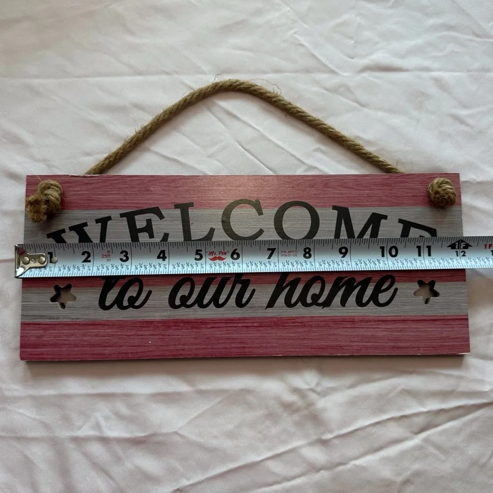 “Welcome to our home” distressed farmhouse decor hanging wall‎ sign
